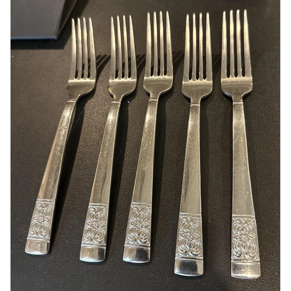 Reed Barton Harvest Bouquet Dinner Forks Fork  Set Of 5 Flatware Stainless Steel